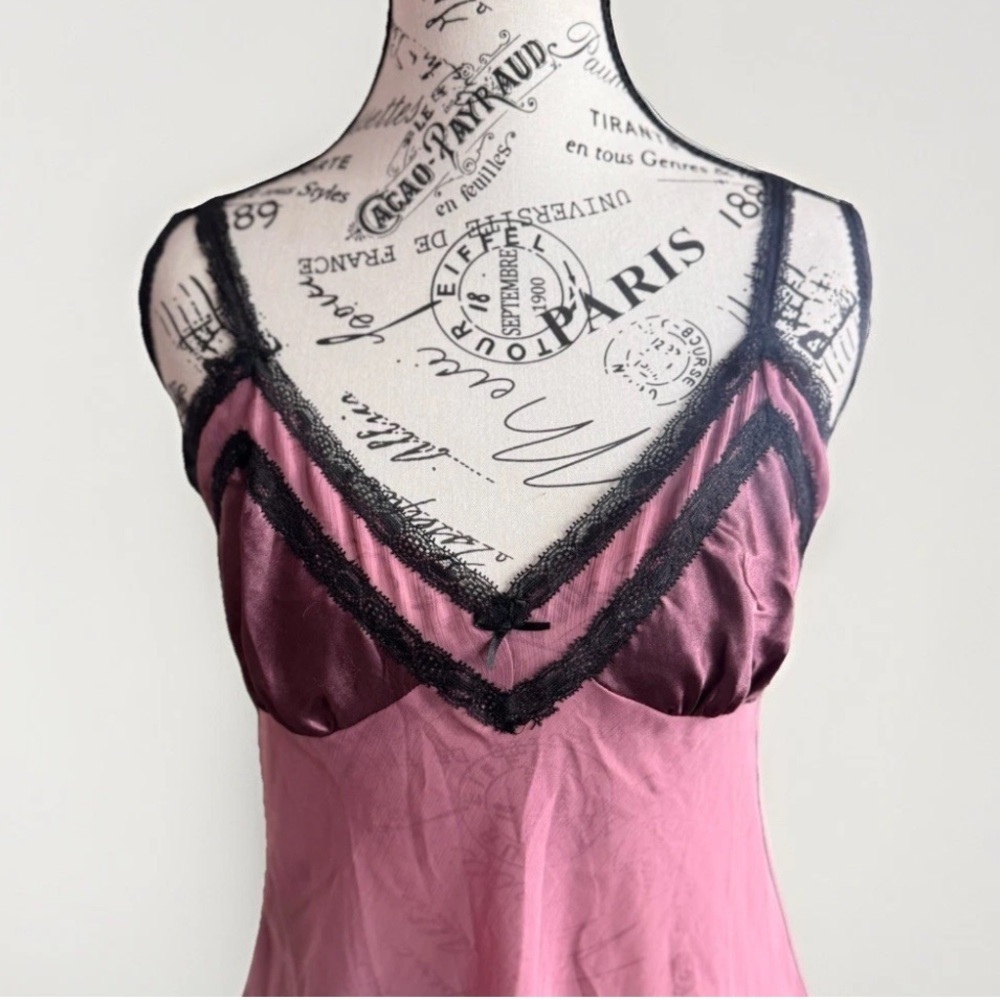 Vintage Y2K California Dynasty Pink Slip Dress Lace lingerie Romantic Whimsy S - Picture 3 of 12